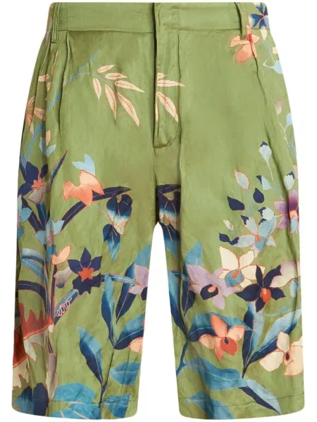 Pantaloni scurți Etro cu model floral cu imagine verde