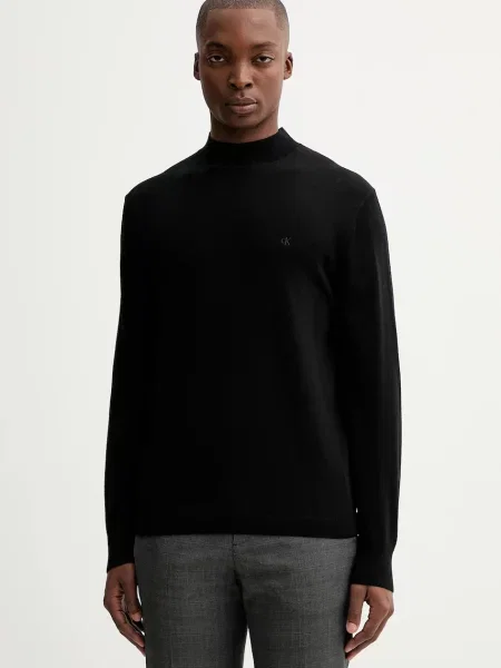 Calvin Klein sweter wełniany lekki czarny