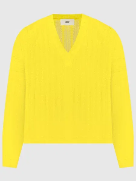 Пуловер в ажурний візерунок Solotre жовтий