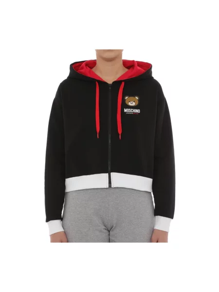 Bluza z kapturem Moschino z kapturem z logo czarna