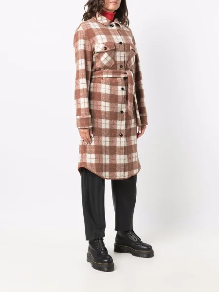 Palton Woolrich în carouri cu imagine maro