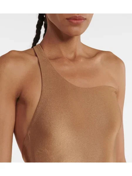 Costum de baie Jade Swim cu un umăr gol maro