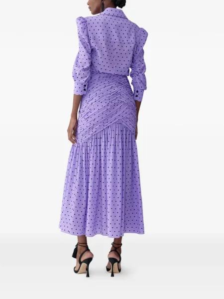 Fustă midi Carolina Herrera cu buline cu volane violet