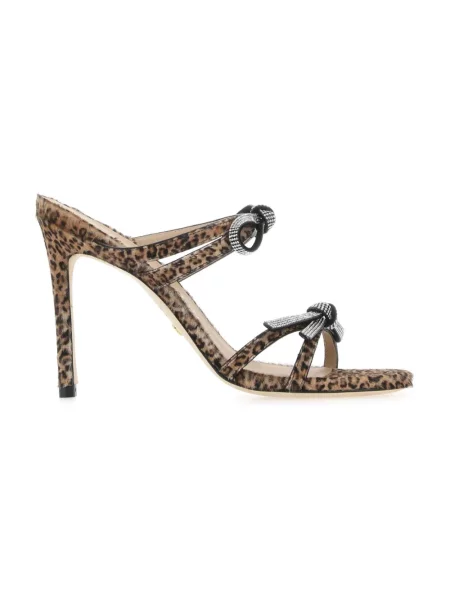 Klapki Stuart Weitzman z kokardką skórzane brązowe