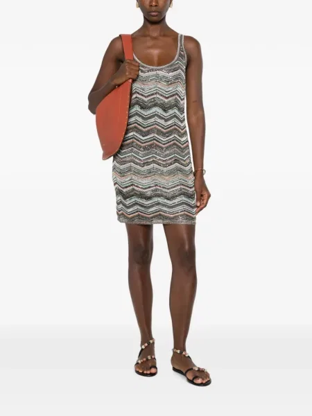 Rochie mini Missoni tricotate gri