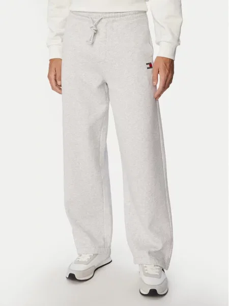 Tommy Jeans Spodnji del trenirke Svetlo siva