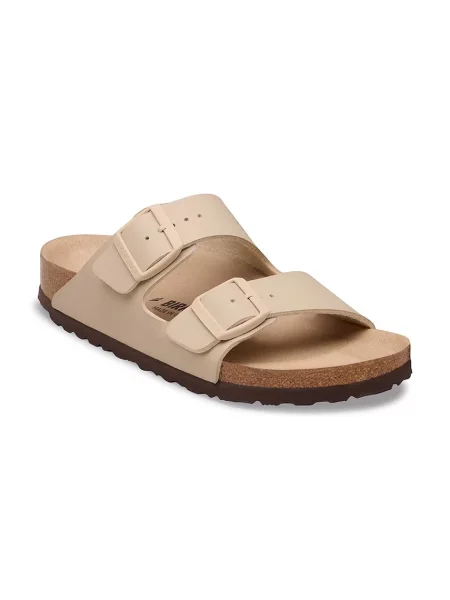 Papuci Birkenstock cu toc plat bej