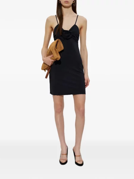 Rochie mini Moschino cu model floral cu aplicații negru