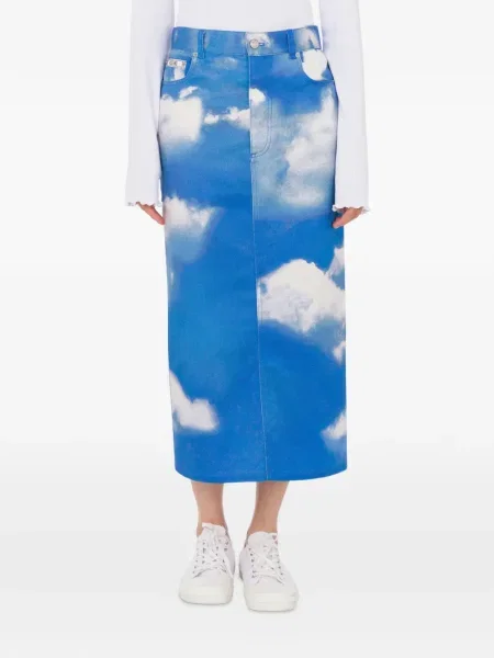 Fustă Moschino cu imagine cu 5 buzunare albastru