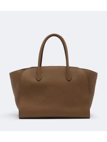 Кожена шопинг чанта The Row кафяво