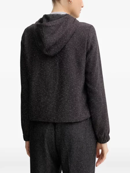 Geacă Mos Mosh cu glugă cu model herringbone maro