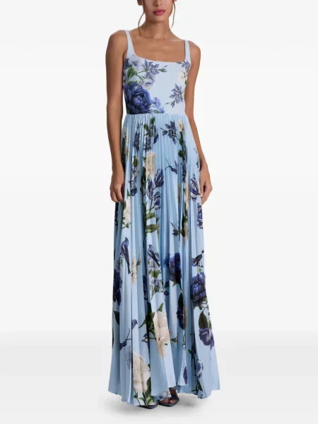 Gėlėtas raštuotas maxi suknele Alice + Olivia mėlyna