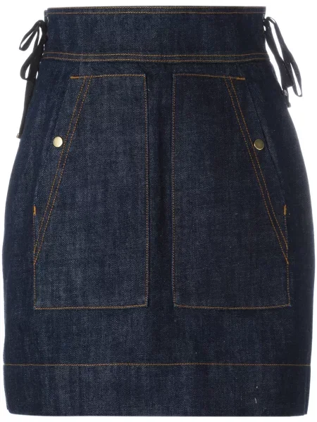 Fustă din denim Kenzo cu talie înaltă albastru