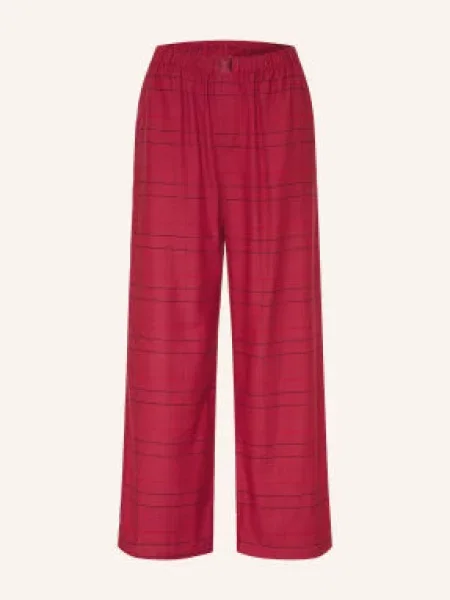 Calvin Klein Spací Kalhoty Z Flanelu tmavě červená / červená černá