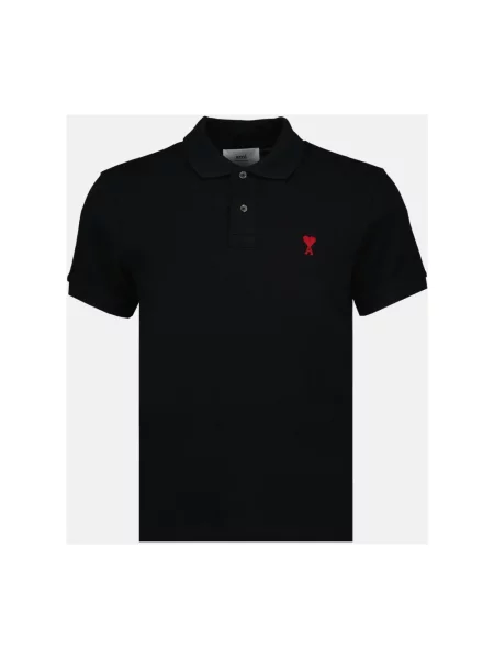 Koszulka polo Ami Paris wełniana czarna