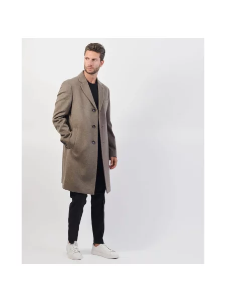 Płaszcz Boss z kaszmiru elegancki beżowy