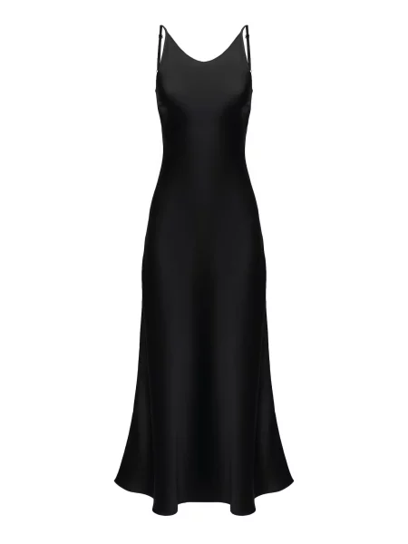 Serena Silueta Šaty Midi satin slip dress Majestic'' čierna