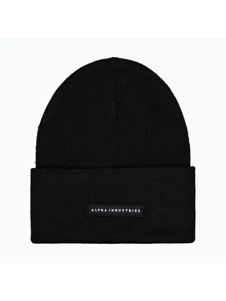 Шапка Alpha Industries Rubber Logo Beanie black чорна