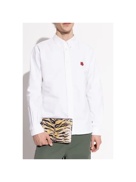 Kenzo saszetka skórzana Pouch beżowa