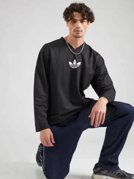 Dolgo majica z dolgimi rokavi Adidas Originals z dolgimi rokavi z mrežo črna