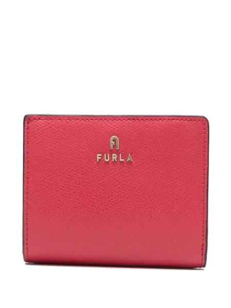Pliabil portofel Furla din piele cu autograf roz
