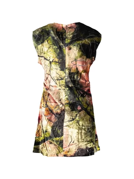 Rochie mini Desigual de catifea cu imagine cu imprimeu abstract verde