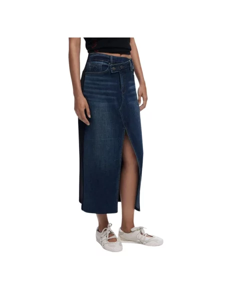 Spódnica jeansowa Desigual do kolan niebieska