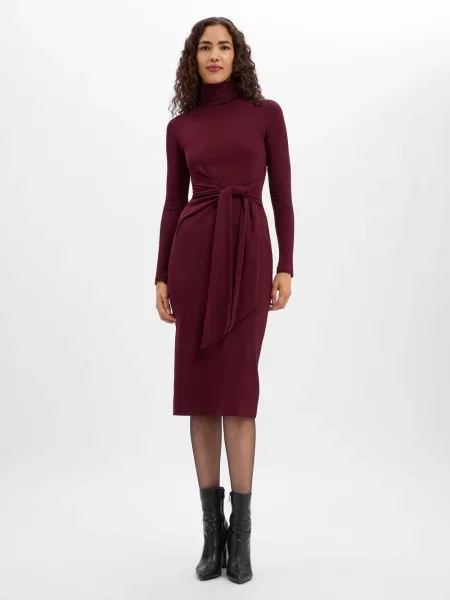 Lauren Ralph Lauren sukienka bordowy midi dopasowana czerwona