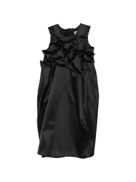 Satenska midi haljina Comme Des Garçons s volanima crna