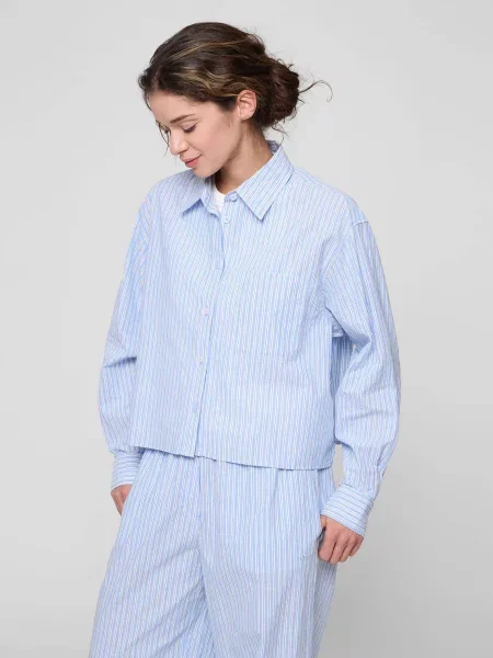 Сорочка повсякденна PRPY льон/бавовна блакитний