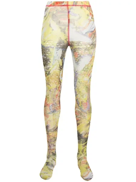 Leggings Diesel cu imagine cu imprimeu abstract galben