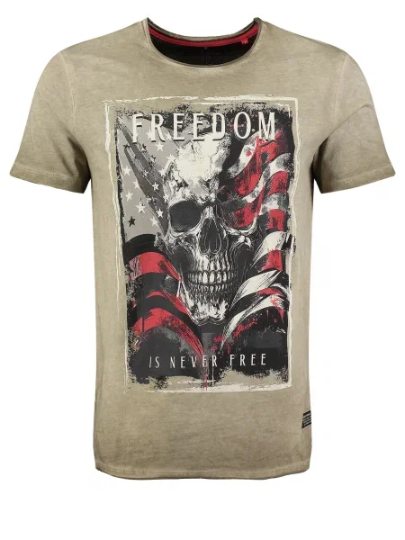 Key Largo Tricou KLFreedoom gri / kaki / roșu negru