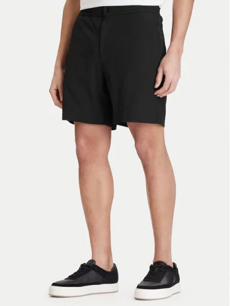 Calvin Klein Kratke hlače iz tkanine Straight Fit črna