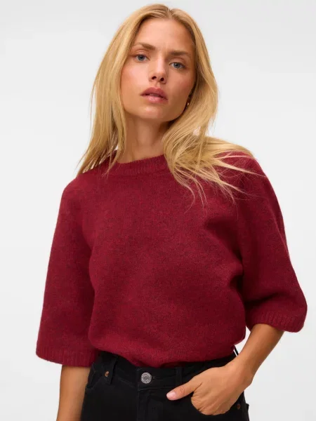 VERO MODA Sveter VMBOOM melírovaná červená