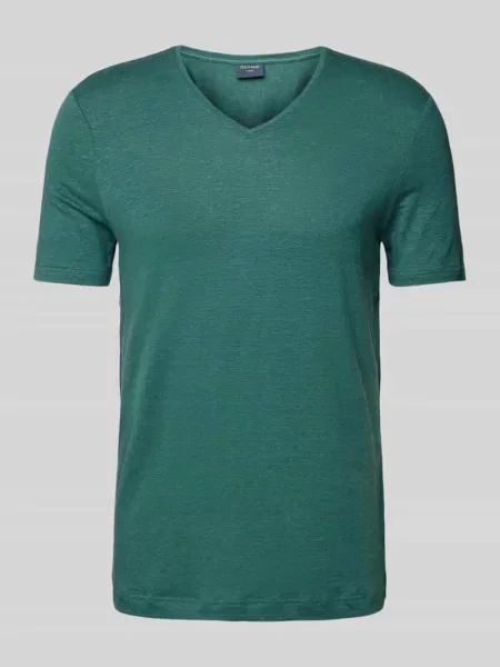 T-shirt z dekoltem w serek Olymp Level 5 zielona