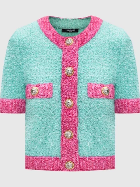 Кардиган з люрексом Balmain зелений