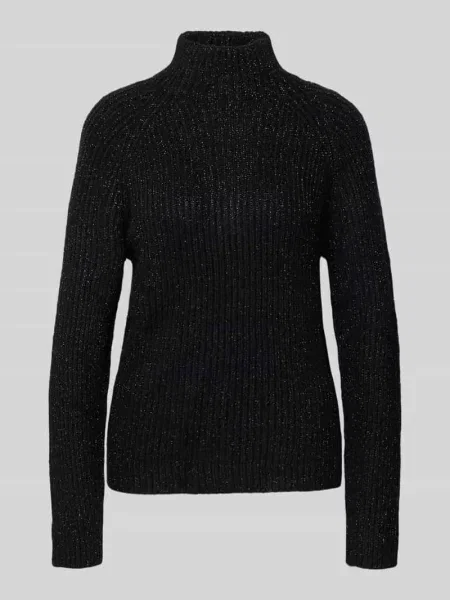Sweter z dzianiny z efektem prążkowania i stójką Jake*s Collection czarny