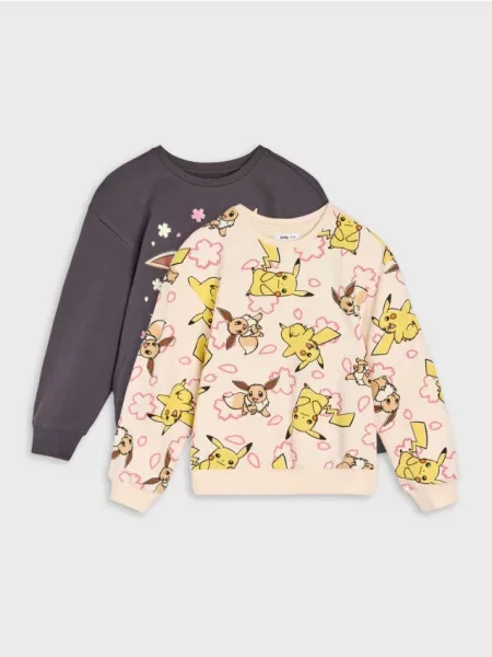Sinsay Mikina typu crewneck Pokémon 2 pack šedá