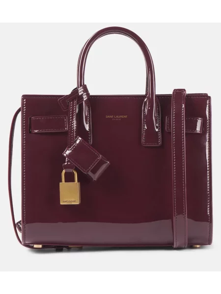 Usnjena lakirana torbica Saint Laurent bordo