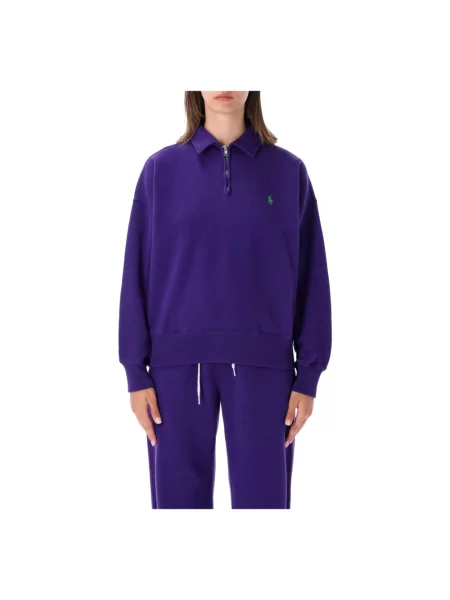 Bluza rozpinana Polo Ralph Lauren klasyczna z logo fioletowa