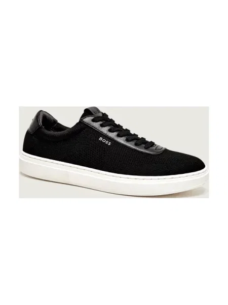 BOSS BLACK Sneakers Kieran_Tenn_knal cu adaos de piele negru