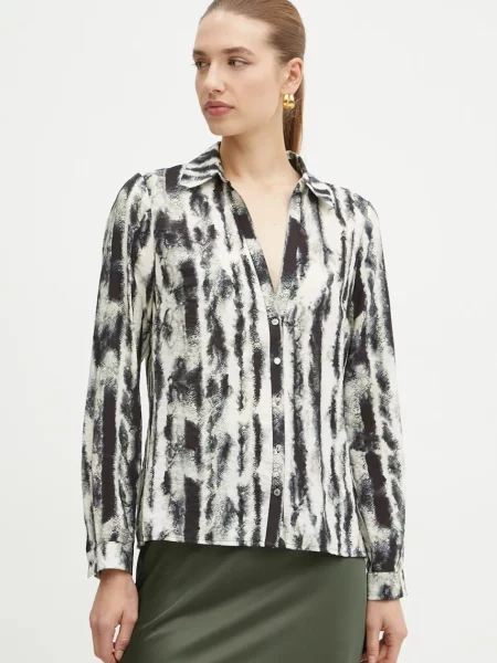 Риза Morgan CHOZ.F дамска със стандартна кройка с класическа яка CHOZ.F бежово