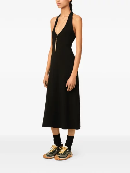 Rochie midi Ami Paris din jerseu cu gât halter negru