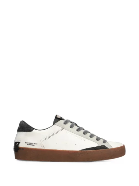 Sneakerși Crime London din piele zdrențuiți alb