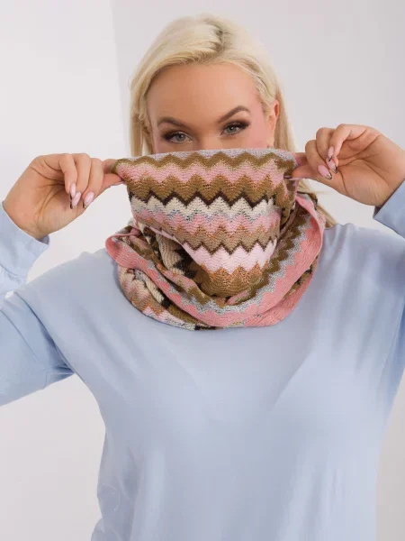 Fular Fashionhunters cu imprimeu geometric roz