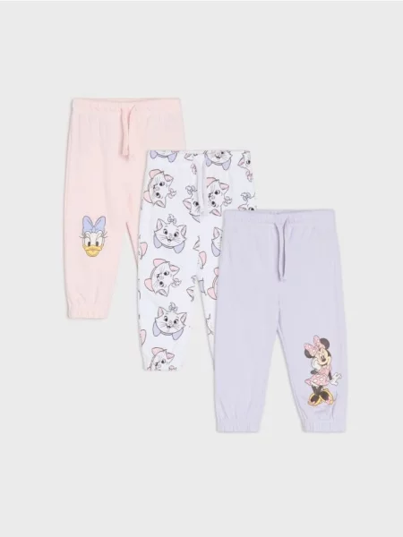 Sinsay jogger kalhoty 3 pack Disney levandulová
