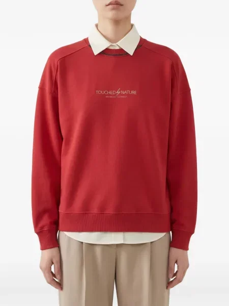 Pulover Brunello Cucinelli cu broderie roșu