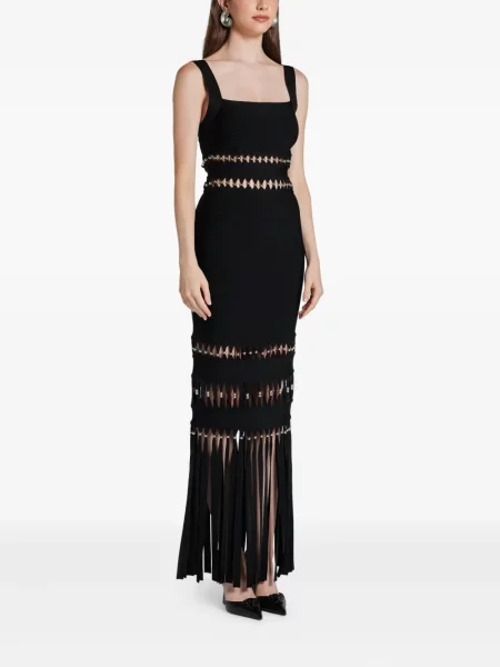 Rochie Hervé Léger cu franjuri negru