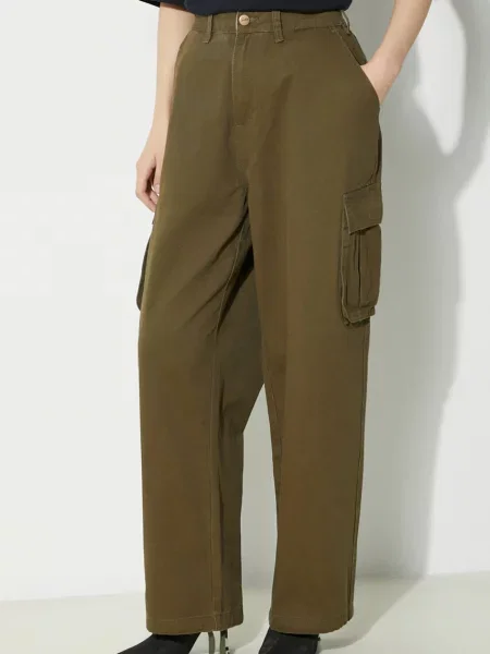 Butter Goods spodnie Field fason cargo high waist zielony