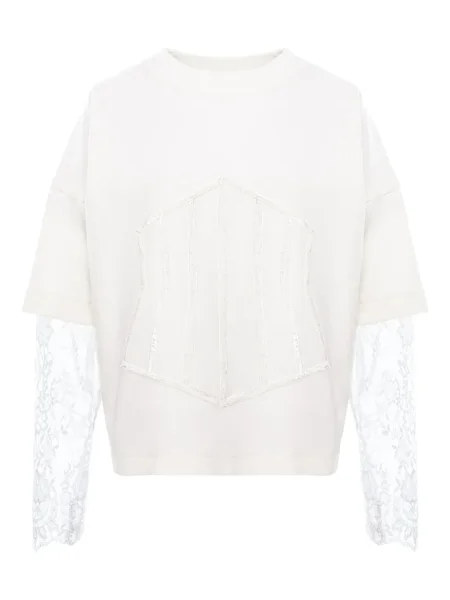 Top Hamza koronkowy z gorsetem biały